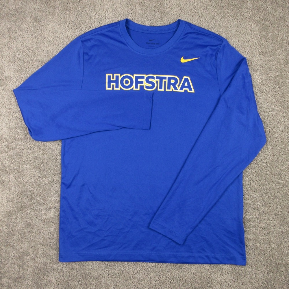 Hofstra Pride Shirt Mens Large Blue Long Sleeve Nike Drifit Performance Wicking